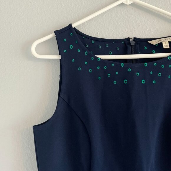 41 Hawthorn Paloma Embroidered Trim Dress Blue Green Sleeveless Size Small - Picture 4 of 10